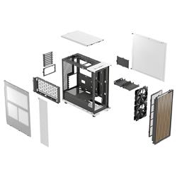 FRACTAL DESIGN North ATX mATX Mid Tower PC Case - Chalk White Chassis with Oak Front and Mesh Side Panel