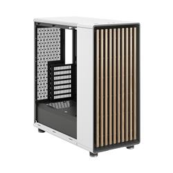 FRACTAL DESIGN North ATX mATX Mid Tower PC Case - Chalk White Chassis with Oak Front and Mesh Side Panel