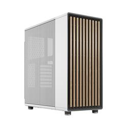 FRACTAL DESIGN North ATX mATX Mid Tower PC Case - Chalk White Chassis with Oak Front and Mesh Side Panel