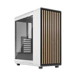 FRACTAL DESIGN North ATX mATX Mid Tower PC Case - Chalk White Chassis with Oak Front and Light Tinted TG Side Panel