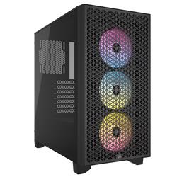 CORSAIR 3000D RGB Tempered Glass Mid-Tower, Black, 3x AR120 RGB Fans