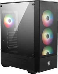 MSI MAG FORGE 112R Mid-Tower Case for up to ATX Motherboards, Tempered Glass, Front Mesh Panel, 4 x 120mm ARGB fans with Hub Co