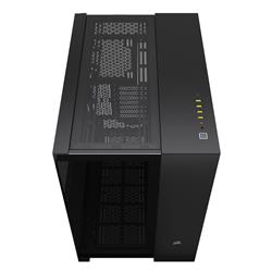 CORSAIR 6500X Mid-Tower Dual Chamber PC Case, Black - Unobstructed view with wraparound front and side glass panels - Fits up t