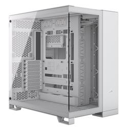 CORSAIR 6500X Mid-Tower Dual Chamber PC Case, Blanc - Unobstructed view with wraparound front and side glass panels - Fits up t