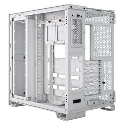 CORSAIR 6500X Mid-Tower Dual Chamber PC Case, Blanc - Unobstructed view with wraparound front and side glass panels - Fits up t