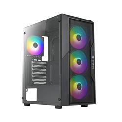 AZZA FIGHTER 290 Mid Tower ATX Gaming Computer Case, 4*ARGB Fans (3+1), Tempered Glass Clear Side Window with rubber mounts, AR