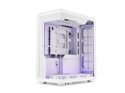 SSUPD Xhuttle White ATX Mid Tower Gaming Case, Dual Chamber, Tempered Glass/Steel , 3 x 120mm ARGB Reverse Fan, RGB Strip, Vert
