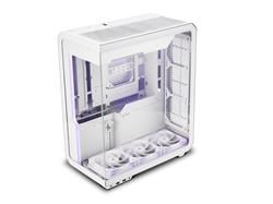 SSUPD Xhuttle White ATX Mid Tower Gaming Case, Dual Chamber, Tempered Glass/Steel , 3 x 120mm ARGB Reverse Fan, RGB Strip, Vert