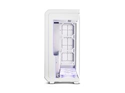 SSUPD Xhuttle White ATX Mid Tower Gaming Case, Dual Chamber, Tempered Glass/Steel , 3 x 120mm ARGB Reverse Fan, RGB Strip, Vert