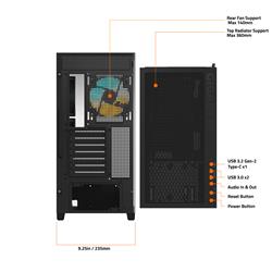 GIGABYTE C500 PANORAMIC STEALTH PC Case, Black