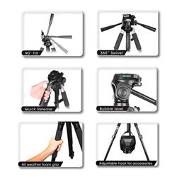 BOWER Heavy Duty Series 58" Photo/Video Tripod (Black)