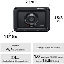 Sony Cyber-shot DSC-RX0 II Action Camera | 4K / 30 fps - 15.3 MP - Carl Zeiss - Wi-Fi, Bluetooth - underwater up to 30ft - blac