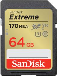 SanDisk Extreme SD 64GB 170/80MB/s RW C10 UHS U3 V30  Gold