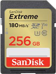 SanDisk Extreme SD 256GB 180/130MB/s RW C10 UHS U3 V30  Gold