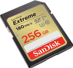 SanDisk Extreme SD 256GB 180/130MB/s RW C10 UHS U3 V30  Gold