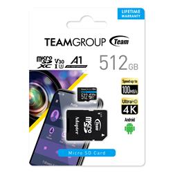 TEAMGROUP Elite A1 512GB microSDXC 4K UHD UHS-I U3 V30 A1 High Speed Flash Memory Card