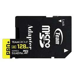 TeamGroup PRO+ 128GB MicroSDXC UHS-I U3 A2 V30 Up to 160 MB/s and 110 MB/s w/Adapter