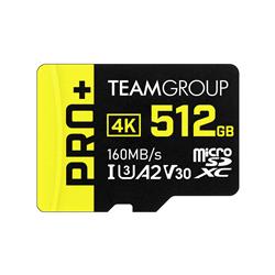 TeamGroup PRO+ 512GB MicroSDXC UHS-I U3 A2 V30 Up to 160 MB/s and 110 MB/s w/Adapter