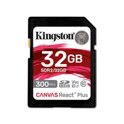 KINGSTON Canvas React Plus 32GB Class 10, UHS-II, U3, V90 300MB/s Read, 260MB/s Write