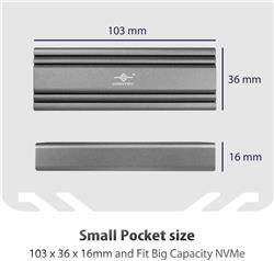 Vantec (NST-206C3-SG) M.2 Nvme SSD to USB 3.1 Gen 2 Type C Enclosure with C to C Cable, Space Gray Color, ID6(Open Box)