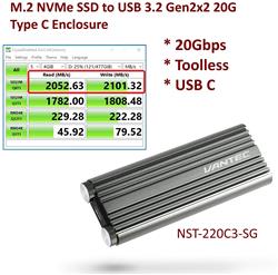 Vantec NexStar M.2 NVMe SSD to USB 3.2 Gen2x2 20G Type C Enclosure