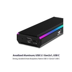 Vantec NexStar SX, USB 3.2 Gen2x1 Type C M.2 NVMe/SATA RGB Enclosure(Open Box)