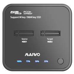 Maiwo K3016P Dual Bay USB3.1 Gen2 Type-C to PCIe NVMe M.2 Docking Station with 1:1 Clone Function ,Black(Open Box)