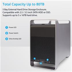 SYBA External USB 3.0 & eSATA to 5 2.5”/3.5” SATA3 SSD Tray Aluminum