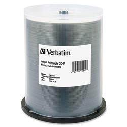 Verbatim CD-R 700MB 52X White Inkjet Printable, Hub Printable - 100pk Spindle