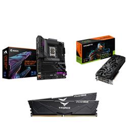 GIGABYTE GeForce RTX 5070 Ti WINDFORCE OC SFF 16G GPU + GIGABYTE Z890 AORUS ELITE WIFI7 Motherboard + T-Force 32GB D5 6000MHz C