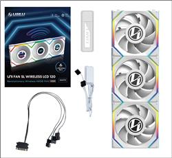 LIAN LI UNI FAN SL WIRELESS RGB LCD Reverse White Color 3x 12cm Fan Pack avec contrôleur (lame inversée)