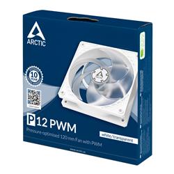 Arctic P12 PWM (White/Transparent) – 120mm Pressure optimized case fan | PWM Controlled speed