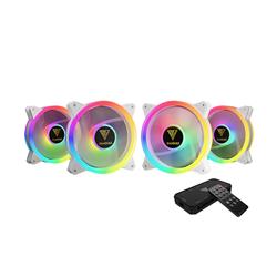 GAMDIAS AEOLUS M2-1204R WH (WHITE) 120MM ARGB 4 Fan Pack with Remote Controller, AEOLUS Box RGB Fan Hub for up to 8 fans & 2 LE