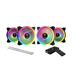 GAMDIAS AEOLUS M2-1204R ELITE 120MM RGB Fans, 2 LED strips and 4 Fans with Remote Control, PWM Temperature Sensor, AEOLUS Box R