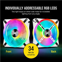 Corsair iCUE QL140 RGB 140mm RGB PWM White Dual Fan Kit with Lighting Node CORE