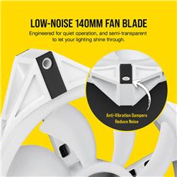 Corsair iCUE QL140 RGB 140mm RGB PWM White Dual Fan Kit with Lighting Node CORE