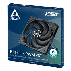 Arctic P12 SLIM PWM PST – 120mm Pressure optimized case fan | Slim profile | PWM controlled speed with PST