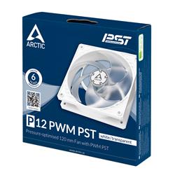 Arctic P12 PWM PST (White) – 120mm Pressure optimized case fan | PWM controlled speed with PST