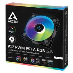 Arctic P12 PWM PST A-RGB 0dB (Black) – 120mm Pressure optimized case fan | PWM controlled speed with PST | A-RGB illumination