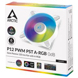 Arctic P12 PWM PST A-RGB 0dB (White) – 120mm Pressure optimized case fan | PWM controlled speed with PST | A-RGB illumination