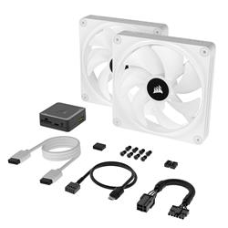 CORSAIR QX RGB Series, iCUE LINK QX140 RGB White, 140mm Magnetic Dome RGB Fan, Dual Pack