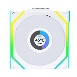LIAN LI UNI FAN SL WIRELESS RGB LCD Reverse White Color Single Pack 12cm Fan Pack without Controller (Reverse Blade )