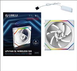 Lian Li UNI FAN SL 120 Ventilateur sans fil RVB à pales inversées de 120 mm, Blanc