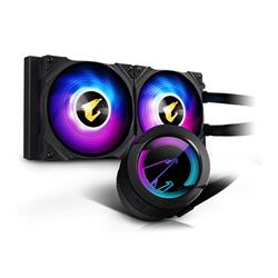 GIGABYTE AORUS WATERFORCE X 240, All-in-one Liquid Cooler with Circular LCD Display, RGB Fusion 2.0, 120mm ARGB Fans