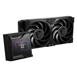 MSI MEG Core Liquid S280 AIO Liquid CPU Cooler, 2.4" IPS Display 280mm Radiator, Duo 140mm Silent Gale P14 PWM Fans, Controlled