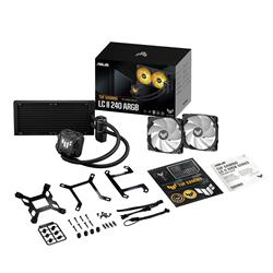 ASUS TUF Gaming LC II 240 ARGB all-in-one liquid CPU cooler features reinforced-tubing, low-noise pump, ARGB fans + cover, 6-ye