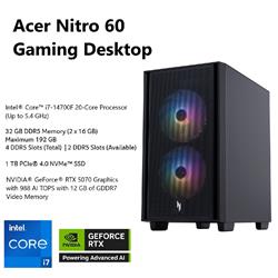 Acer Nitro 60 Ordinateur de bu  i7-14700F, RTX 5070, 32 Go,  1To, W11H