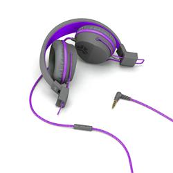 JLAB AUDIO JBuddies Studio On-Ear Kids Wired Headphones, Purple/Grey