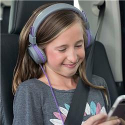 JLAB AUDIO JBuddies Studio On-Ear Kids Wired Headphones, Purple/Grey