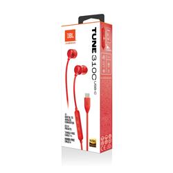 JBL Tune 310C USB Écouteurs avec prise, Rouge